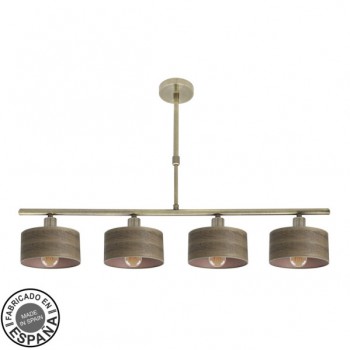 Distribuidor - Lâmpadas Diversas | Lâmpadas Modernas | LAMPARA GILDA 4XE14 CUERO/MADERA OSCURA REGX76X14 CM Ref: 190354084
